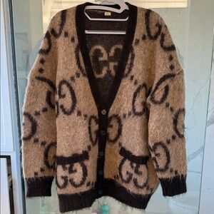 Authentic Gucci GG Mohair Wool Reversible Cardigan